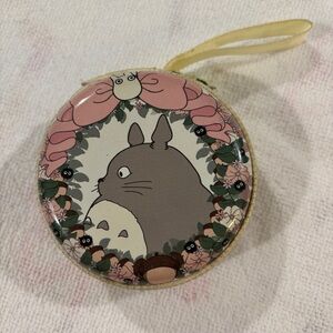 Totoro Round Coin Purse with Floral Design